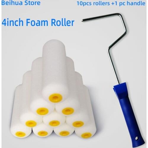 11pcs/set 4inch Foam Roller Brush Kit Sponge Paint Rollers for Wall Decoration Painting Tools Decorative Brushes for Interior
