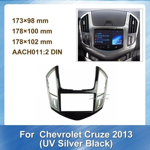 2 Din Car Radio Fascia For Chevrolet Cruze UV Silver Black 2013 Car Fasxia Car Audio Frame Car DVD Fascia Frame Dash Panel