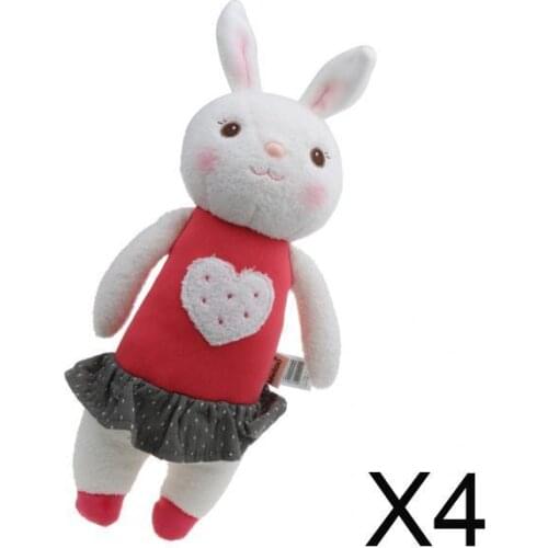 4xLovely Stuffed Plush Rabbit Doll in Red for Kids Soft Toy Birthday Gift