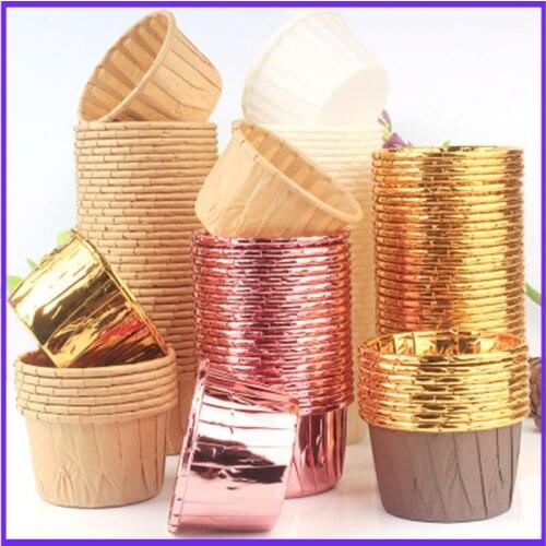 50pcs Golden Muffin Cupcake Paper Cup Oilproof Cupcake Liner Baking Cup Tray Case Wedding Party Caissettes Cupcake Wrapper Paper