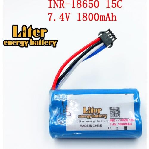 7.4V 1800mAh lithium battery For Udi U12A Syma S033g Q1 Tianke H100 7.4 lithium Battery 18650 7.4 V 1800mah 15C