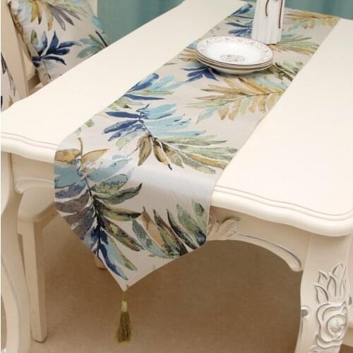 Dinning Table Runner Nordic Wedding Hotel Dinner Party Decoration Leaves Painting Home Decor Table Runners