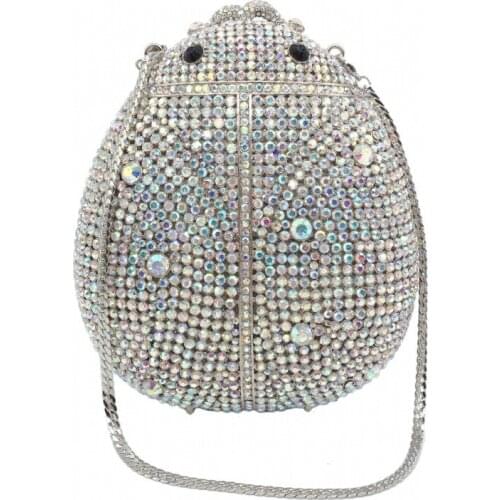 Ladybug shape Crystal Wedding Bridal clutch Purse High Quality Diamond Women Evening bag Handbags Lady Chain Messenger Bags gift
