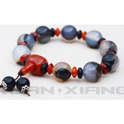 Drop Shipping Natural Agate Chalcedony Round Beads Bracelets Hand String Bracelet Bangles Gift for Woman Mens Fine Jade Jewelry
