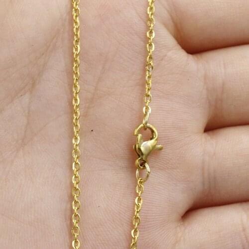 10pcs/lot Width 1.5mm 45cm 316L Stainless Steel Necklace Chain Link Chain Gold Color Chains Necklace For Women Jewelry DIY