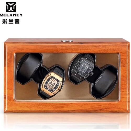 Wooden Mechanical Watch Winder Motor Shaker Double Watch Winding Box Holder Display Jewelry Storage Organizer
