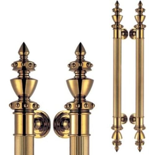 European style antique brass Main entrance glass door wooden door pull push handles gold color 800mm length in stock