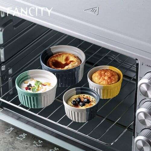 FANCITY Nordic ins household microwave oven with steamed egg pudding cup Soufflé ceramic baking bowl baking cup baking egg