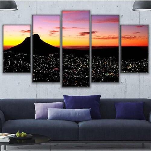 Painting Frame Art Poster Wall Picture Modern Home Decor 5 Panel South Africa City Night View Print On Canvas For Living Room