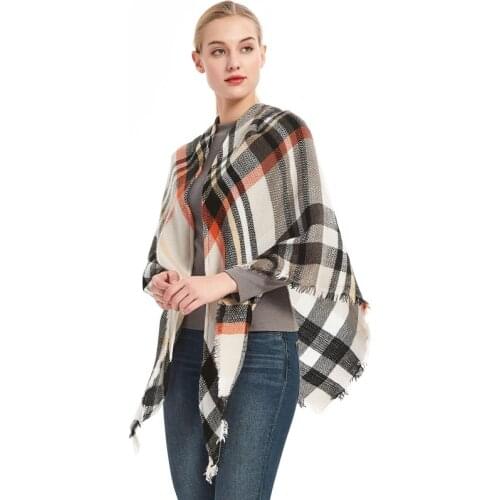 Classic Colorful Lattice Printed Cashmere Scarf Womens Pashmina Triangle Scarfs Lady Warm Shawl Fringed Scarves Soft Wool Shawl