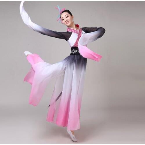 Chinese style hanfu classical traditional female ink sleeves performance dance costume rave festival clothing