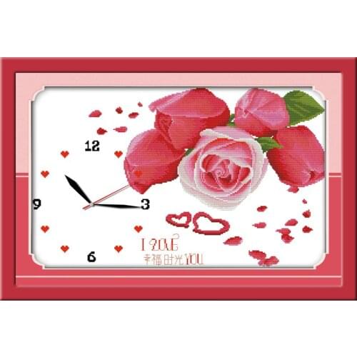 When happiness knock at door cross stitch kit 14ct 11ct print canvas wall clock stitching embroidery DIY handmade needlework