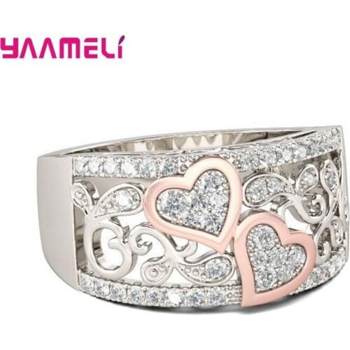 1PC Romantic Hollow 925 Sterling Silver Rings for Women Heart-Shaped Couple Rings Trendy Style Women Ring Jewelry Wholesale