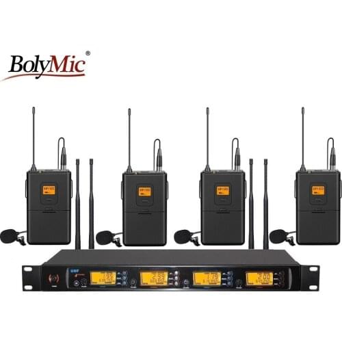 Bolymic 4 Channels Condenser microphone UHF PLL Lavalier Wireless Microphone
