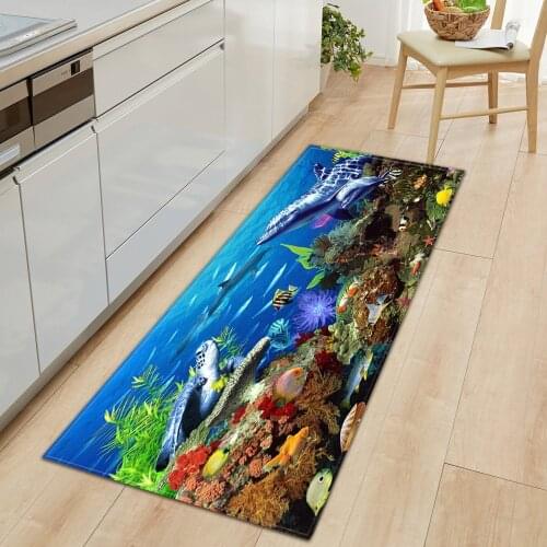 Ocean World Kitchen Rug Entrance Doormat Bedroom Childrens Floor Decoration Carpets Home Bathroom Hallway Balcony Anti-Slip Mat