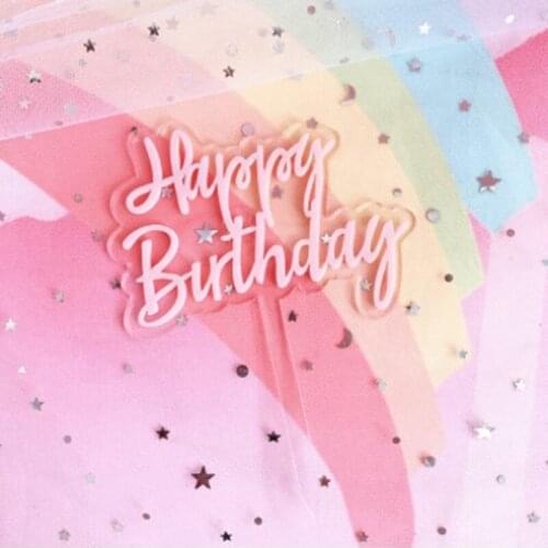 Colorful Double Layer Transparent Acrylic Happy Birthday Cupcake Cake Topper Baby Shower Decoration Kids Birthday Party Supplies
