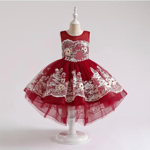 2020 Summer Handmade Beading Dress Costume Kids Dresses For Girls Children Embroidery Party Wedding Dress Princess Dress Evening