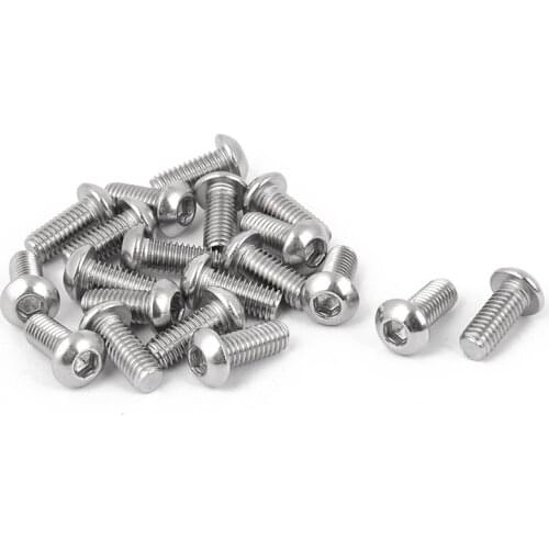 M6 x 14mm Stainless Steel Button Head Socket Cap Screw 20 Pcs