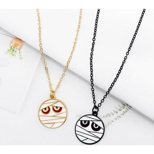 Good brother Fashion Necklace Round skeleton devil Bandage Mummy Pendant Necklace Good friend jewelry gift Halloween decorations