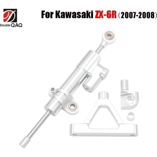 Motorcycle CNC Steering Damper Stabilizerlinear Reversed Safety Control with Bracket For Kawasaki ZX6R 2007-2008 ZX-6R