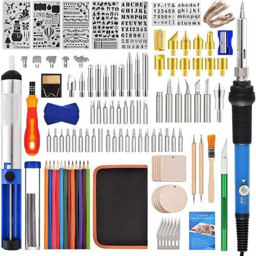 141 pieces of pyrograph Carving Kit 60W adjustable thermostatic electric iron with color pen digital letter printing template