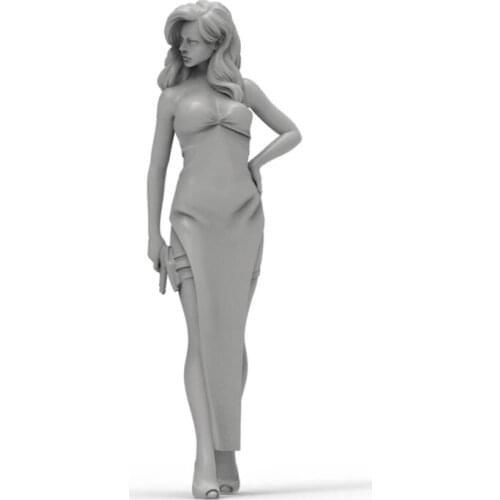 New Unassembled 1/24 modern girl stand in summer Resin Figure Unpainted Model Kit