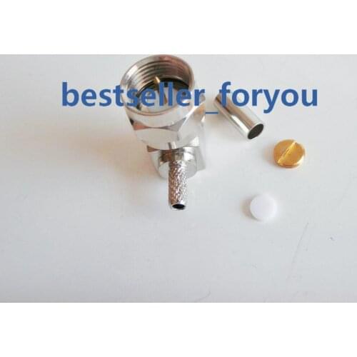 F Male Plug Crimp For RG174 RG179 RG316 RG188 Cable Right Angle RF Connector