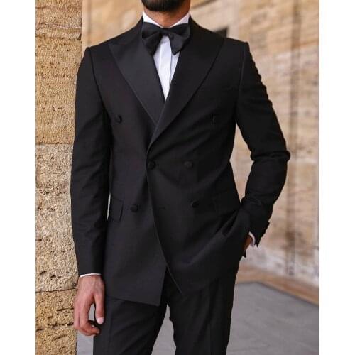 Jacket+Pants+Vest) Summer Business Black Peak Lapel Slim Fit Tuxedo Wedding Man Suit 3 Piece Formal Man Blazer Custom Made