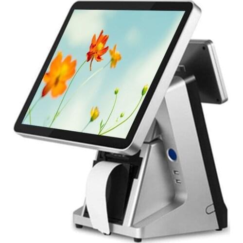 Supermarket Pos all in one 15"touch screen pos system pos terminal with VFD 80mm printer