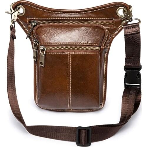 Belt Bag Men PU Leather Leg Vintage Solid Small Waist Bags Man Personality Phone Pouch Designers Pack Travel Fashion Bags 2021