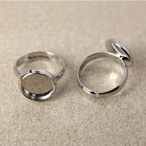 Blank Kids Ring Settings with Round Bezel Glass Cameo Cabochons Bases DIY Findings for Girls Children Rings Making Silver Plated