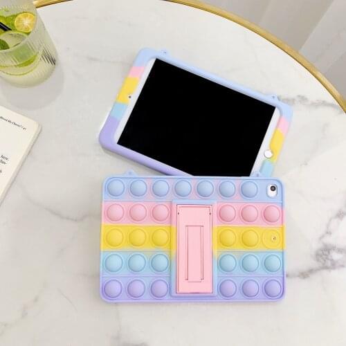 Rainbow Relive Stress Pop Fidget Toys Silicone Tablet Case For IPad Mini Air 2 3 4 10.9 7th 8th 10.2 9.7 2018 2019 2020 Cover