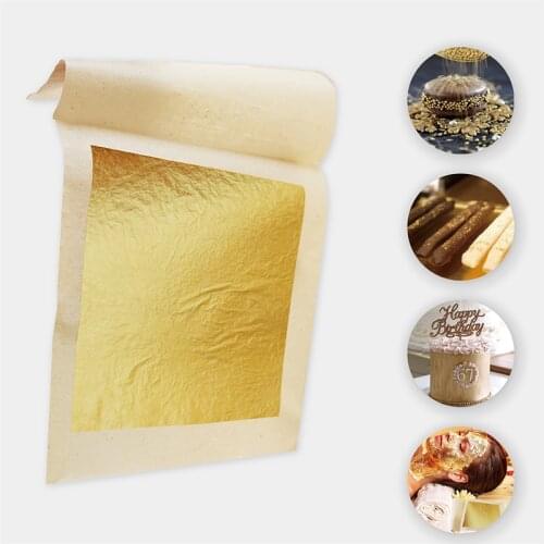 24K Gold Foil Edible Gold Foil Paper DIY Cake Decoration Art Crafts Gold-plated Design Paper Gift Wrapping Scrapbook 10 Pieces