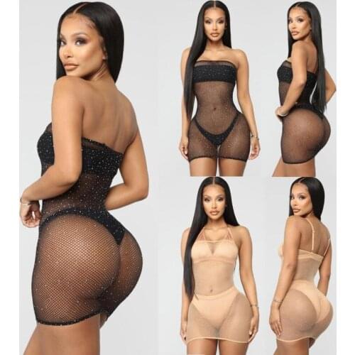 Sexy Transparent Mesh Wrap Breast Dress Fishnet Sexy Lingerie Shiny Fishnet Net Gauze See-through Hood Bikini Erotic Teddy