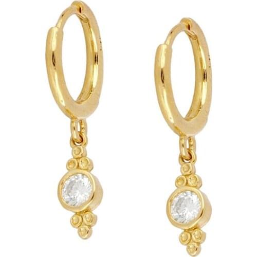 925 Sterling Silver Ear Buckle Ladies Crystal Zircon Hoop Earrings Gold/Silver Exquisite Jewelry Elegant Retro Birthday Gift