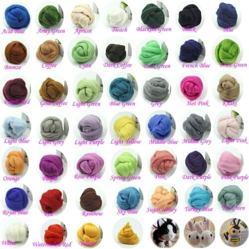 20 Colors Wool Corriedale Needlefelting Top Roving Dyed Spinning Wet Felting Fiber Drop Shipping