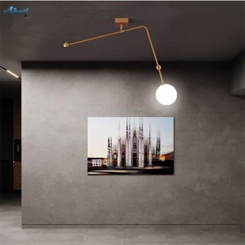 Nordic Art Deco Revolving Pipe White Ball Pendant Lights Bedroom Bedside Staircase Modern Bathroom glass Lamps Hanging Fixtures