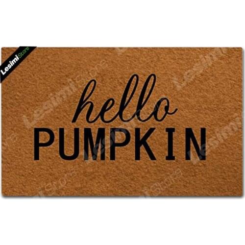 Funny Doormat Entrance Floor Mat Indoor Outdoor Decorative Doormat Bathroom Mat with Hello Pumpkin Design 18"x30"