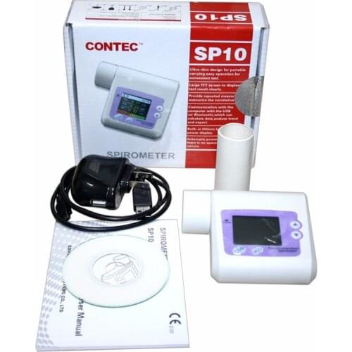Spirometer SP10 CONTEC Digital Lung Volume device FVC PEF FEV1 FEF25 USB Software Home Hospital Well Packed Safe to Door