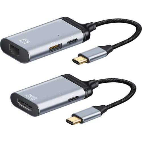 Type-c to HDMI-compatible/dp/data 3-in-1 short-line HD converter gold-plated interface supports PD3.0 protocol