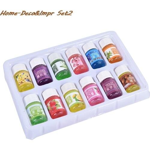 Water-soluble Flower Fruit Oil Air Freshening Aromatherapy Plant Extract Relieve Stress Humidifier Fragrance Lamp 12x3ml/Bottle