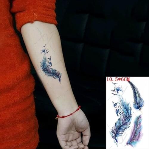Waterproof Temporary Tattoo Sticker Color Feather Swallow Flying Bird Cool Ins Body Art Flash Tatoo Fake Tatto for Woman Men Kid