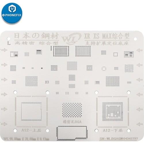 WL Steel BGA Reballing Stencil Kit for IPhone 12 11 11Pro XS XS MAX XR X 8P 8 CPU IC Chip Tin Planting Soldering Net Template