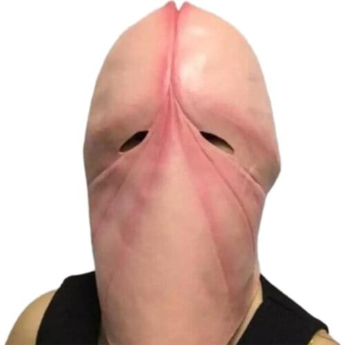 Funny Penis Shape Mask Headgear Prank Mask Spoof Headgear Halloween Performance Mask Headgear Adult Latex Mask Halloween Toys