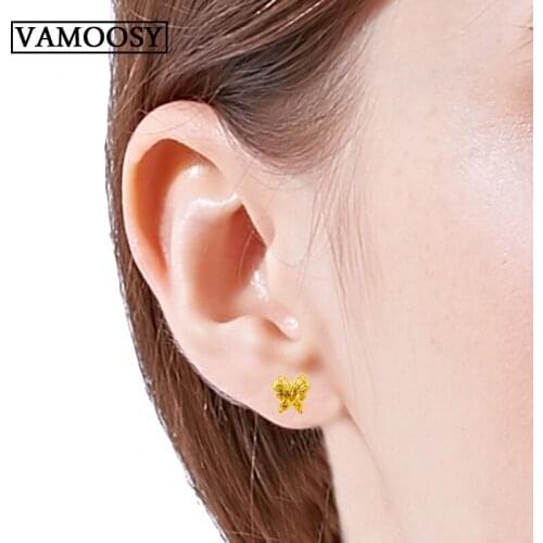 Multiple 24K Golden Jewelry Cute Stud Earrings for Women Girls 2019 Fashion Minimalist Earrings Carnations heart Jewlery Gifts