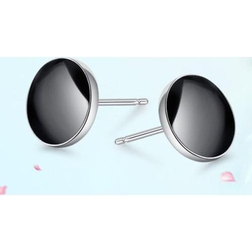 For women wedding earring 7-9MM black gem setone 925 Sterling jewelry Brincos Ohrringe Phone Earrings Party, Luxury Dubai