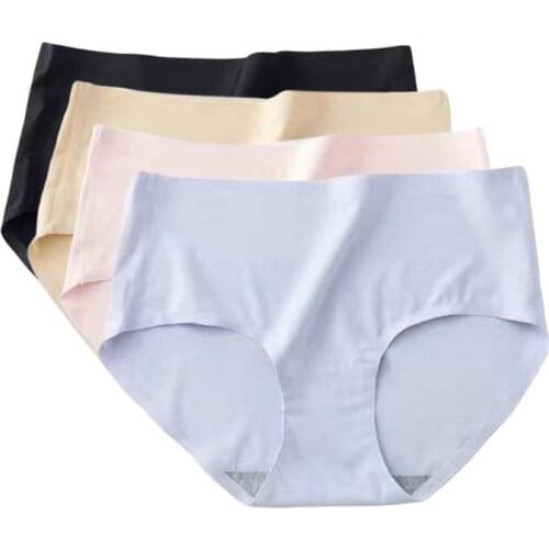 Ladies Ice Silk Elastic Seamless Underwear Women\s One-Piece Underwear Breathable High-Waist Sexy Brief