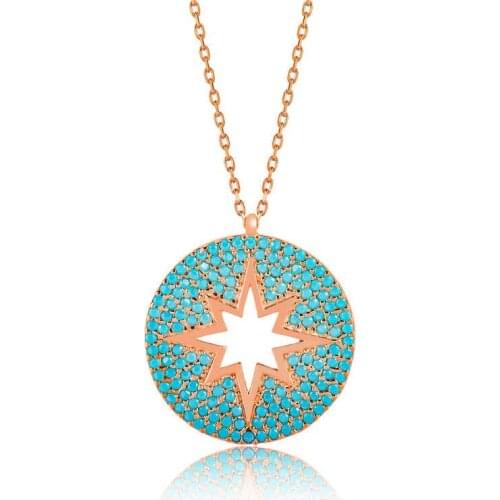 Silver Blue Pole Star Lady 'S Necklace