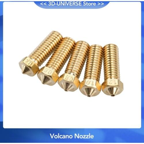 1PC Volcano nozzles 3D printer All metal brass 3D Lengthen extruder nozzle 0.4/0.6/0.8/1.0/1.2mm For 1.75/3mm supplies
