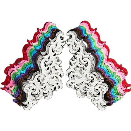Mirror Pairs Flower Patches 3 Pairs/Lot Wedding Sashes Lace Appliques Sewing Apparel Trims Motif Flower 26*10.5CM